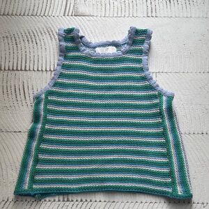 Zara Striped Knit Tank in Blue, Green & White
